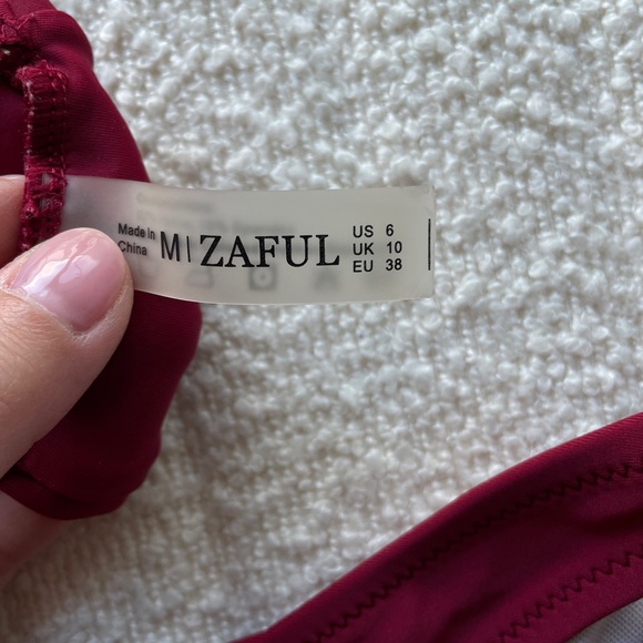 Scrunch knotted thong bikini set, burgundy, M/6 - Picture 3 of 6